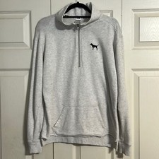 PINK VICTORIA'S SECRET Size Small Gray Heather 1/4 Zip Pullover Sweatshirt Cozy