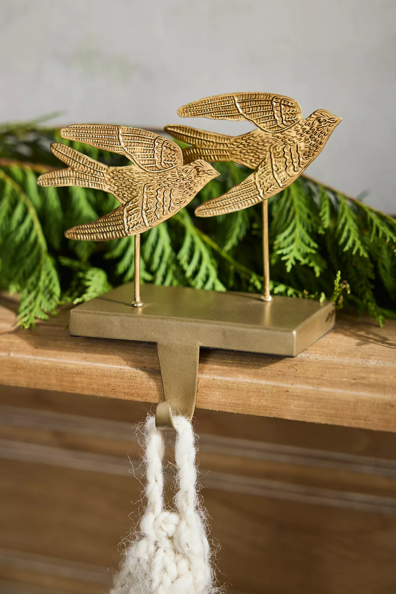NWT Anthropologie GILDED BIRD SWALLOW CHRISTMAS STOCKING HOLDER