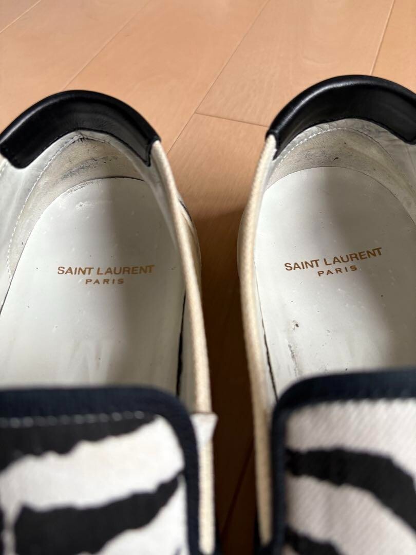 YSL Saint Laurent Zebra Slip-on Flat Shoes Men's Size 42 US9