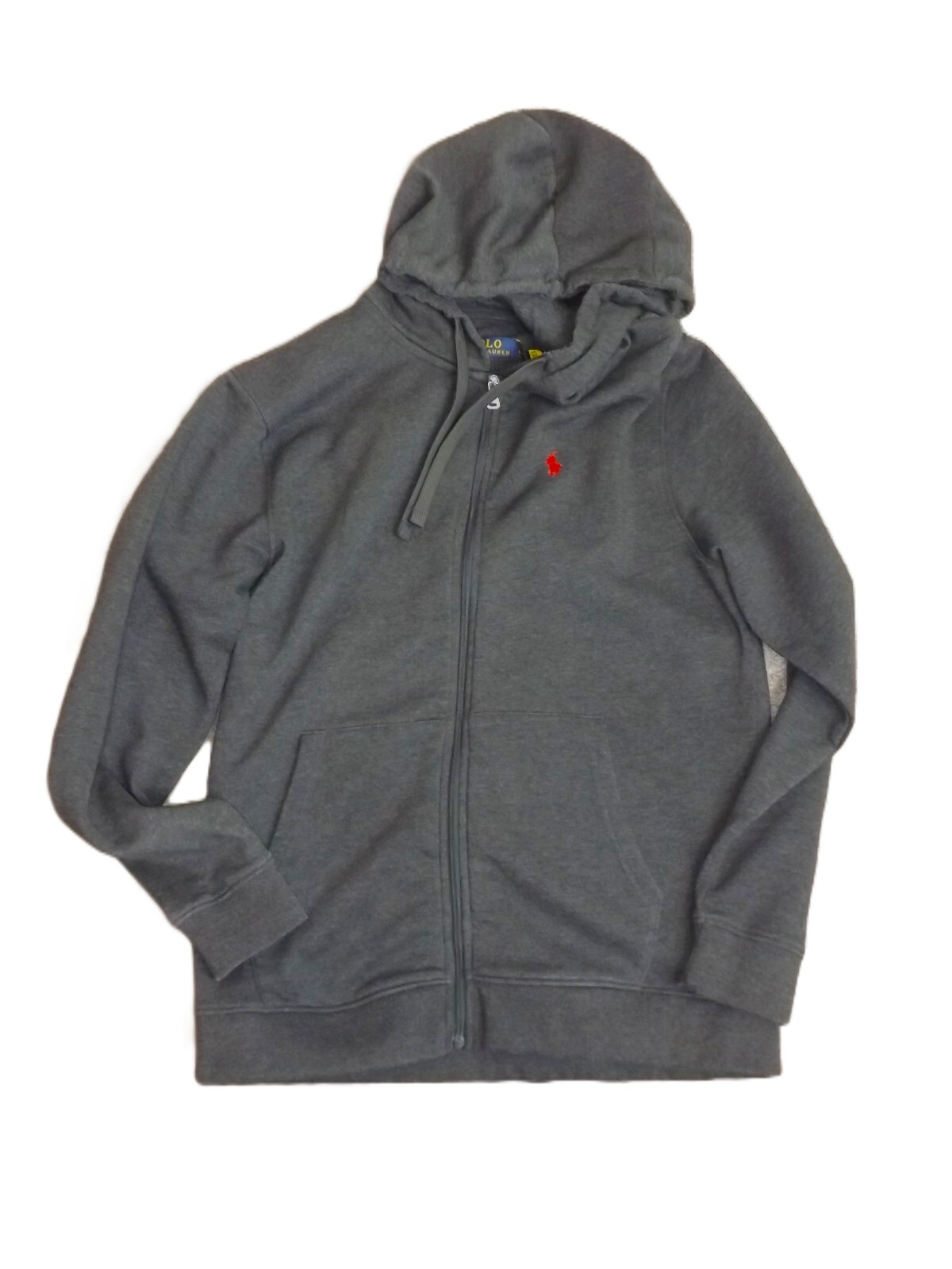 POLO Pony by RALPH LAUREN maglione con cappuccio giacca zip anteriore taglia L grigio antracite