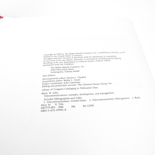 Telekommunikationskonzepte Entwicklung & Management John & Mary Blyth 1985 HC - Bild 5 von 5