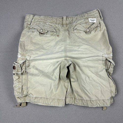 Abercrombie & Fitch Cargo Shorts 31 Light Distressed Heavy Button Fly Drawstring - Picture 5 of 11