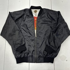 Vintage Black Reversible Baroque Pattern Full Zip Bomber Jacket Adult Size L