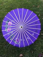 Japanese Asian Chinese Parasol Fabric Cloth Bamboo Umbrella 27  , purple