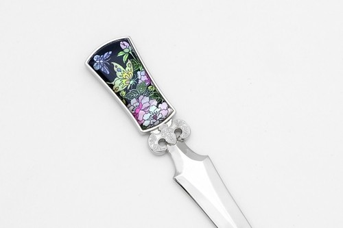 Mother of Pearl Envelope Cutter Knife fancy letter opener tool - D Peony