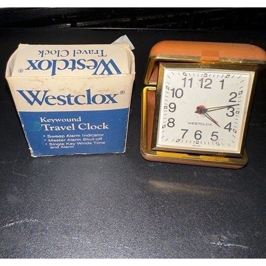 Westclox Keywound Travel alarm clock with box Vintage NO INSTRUCTION BOOKLET