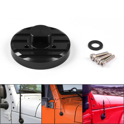 Aluminum Antenna Base Protective Cover For 07-Current Jeep Wrangler JK JL Black