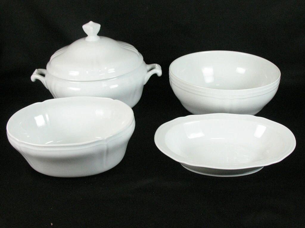 Richard Ginori Antico Doccia Bianco White 4 Pc Vegetable Mixing Casserole Bowls