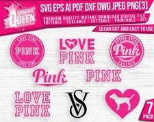 Love Pink BUNDLE logo digital file SVG Victoria Secret printable clipart Cricut