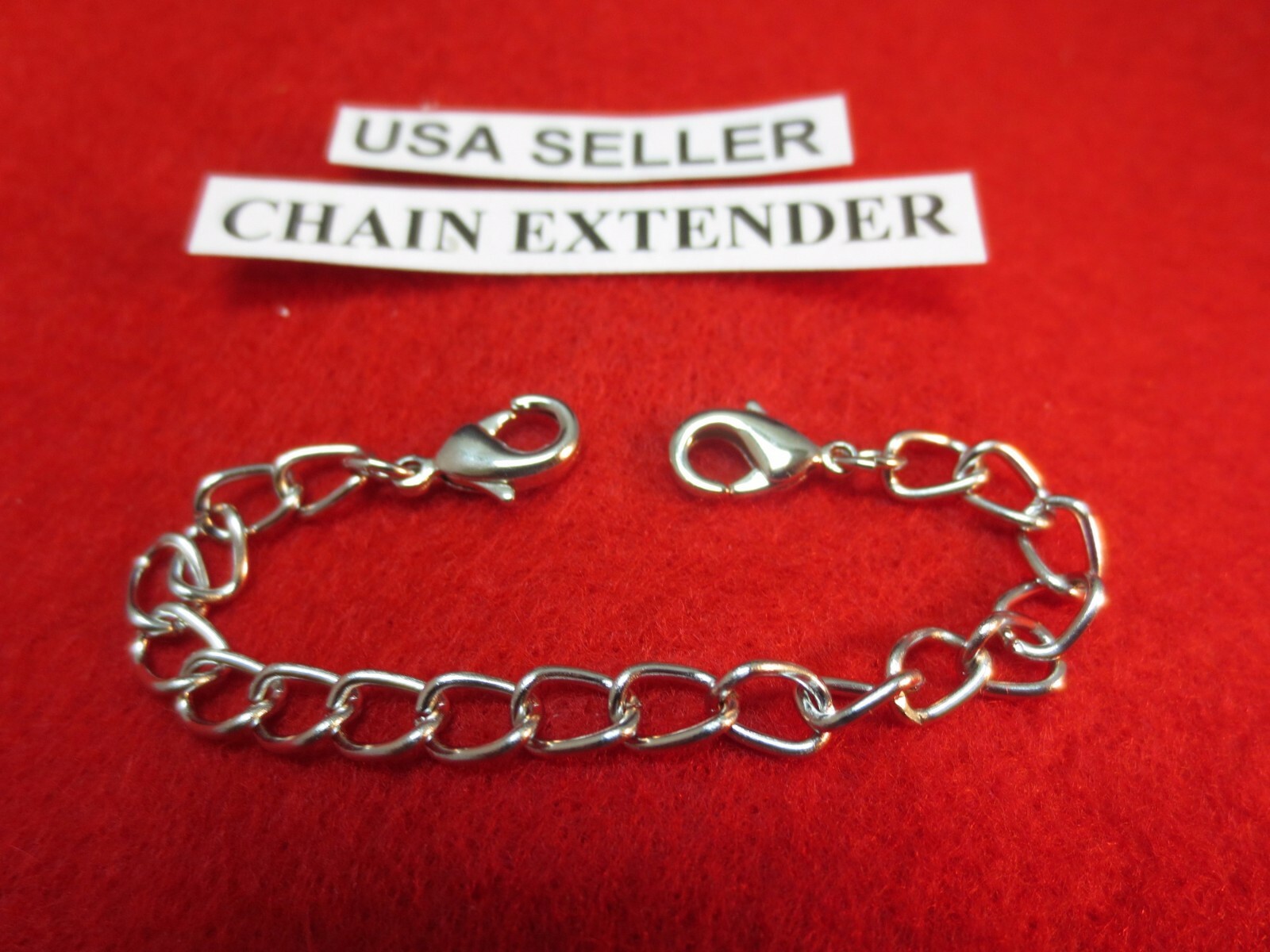 12" 14 kt WHITE GOLD EP DOUBLE LOBSTER CLAW CHAIN BRACELET NECKLACE