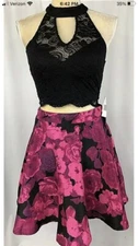Jodi Kristopher Dress Two Piece Crop Top 11 Prom Homecoming Black Pink Pageant