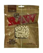 5 Bag of 200 tips Raw Slim Natural Unrefined Cotton Filter Tips....Free Shipping