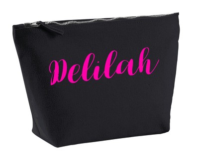 Delilah Personalisierte Make Up Accessoire Tasche In Schwarz Farbe Neon Pink Make Up