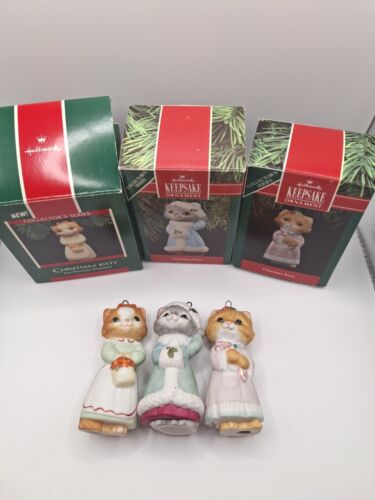Hallmark Keepsake Christmas Kitty Cats Complete Ornament Series #1, 2 and 3 Set