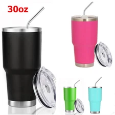 Insulated Vacuum Double Wall Travel Mug 30oz Stainless Steel Tumbler Lid Straw
