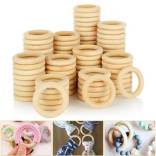 100PCS 2.5 inch Unfinished Wood Rings Natural Wood Rings for Crafts 60mm Macr...