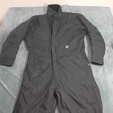 Berne Mens Insulated Duck Canvas Work Coveralls Black Quilted Lined Size L