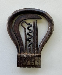Antique 19th C Folding Bow Multi Tool Corkscrew 5 Tools Pre Swiss Army Knife