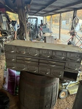 Vintage Real Equipto USA 17 Drawer Metal Parts Cabinet 34”