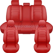 For Infiniti Car 5-Seat Covers Full Set Faux Waterproof Cushion Protector Red