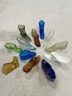 Lot of 12 glass slippers shoes stamped Fenton mixed and other multicolor