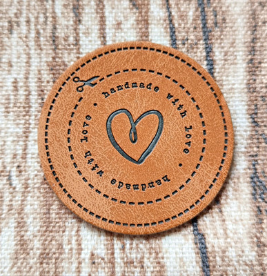 handmade with love - Kunstleder Label - Aufnäher Patch - Neu