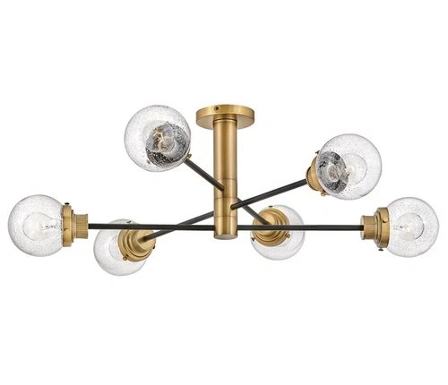 Hinkley Lighting 40696 Poppy 6 Light 36"W Semi-Flush Globe - Black / Heritage - Picture 1 of 4