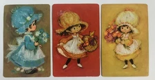 Girl Bonnet Hat Flower Fruit Basket Vintage Rare Art Kids Playing SWAP CARDS Set
