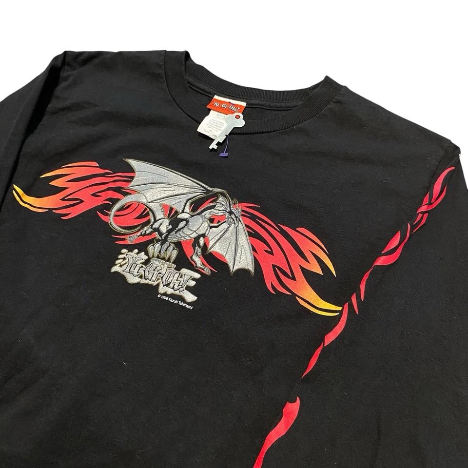 Vintage Kids Yu-Gi-Oh 1996 Long Sleeve Tee Shirt Top Black S 6/7 90s Y2K Dragon - Image 2 of 4