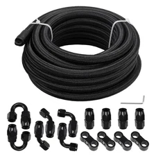 AN6 Nylon Braided Fuel Line Hose Fitting Kit CPE 20FT Black/6AN Fuel Line Kit
