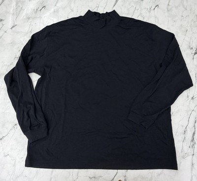 LL Bean Turtleneck Mens Traditional Fit XXL Mock Neck Shirt Black Long Sleeve