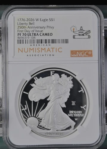1776-2026 W Proof $1 American Silver Eagle NGC PF70 Privy Savannah ANA First Day