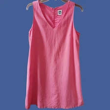 Anne Klein Sleeveless A-Line Dress V-Neck Back Zip Color Coral Size Small