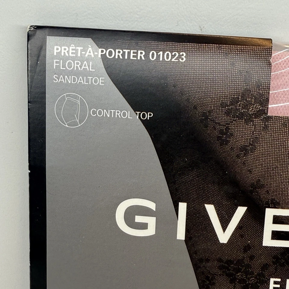 Givenchy Pret-A-Porter Hosiery Floral Iced Pink Control Top Sandaltoe Sz B New - Image 3 of 4