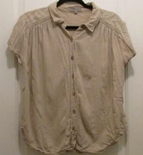 Wishlist Apparel khaki Button Down short sleeve Top Size S/M