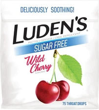 Luden's Sugar Free Wild Cherry Throat Drops, Sore Throat Relief, 75 Count