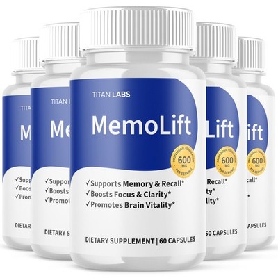(5 Pack) MemoLift Pills - Brain Health & Cognitive Support Supplement 300 Caps