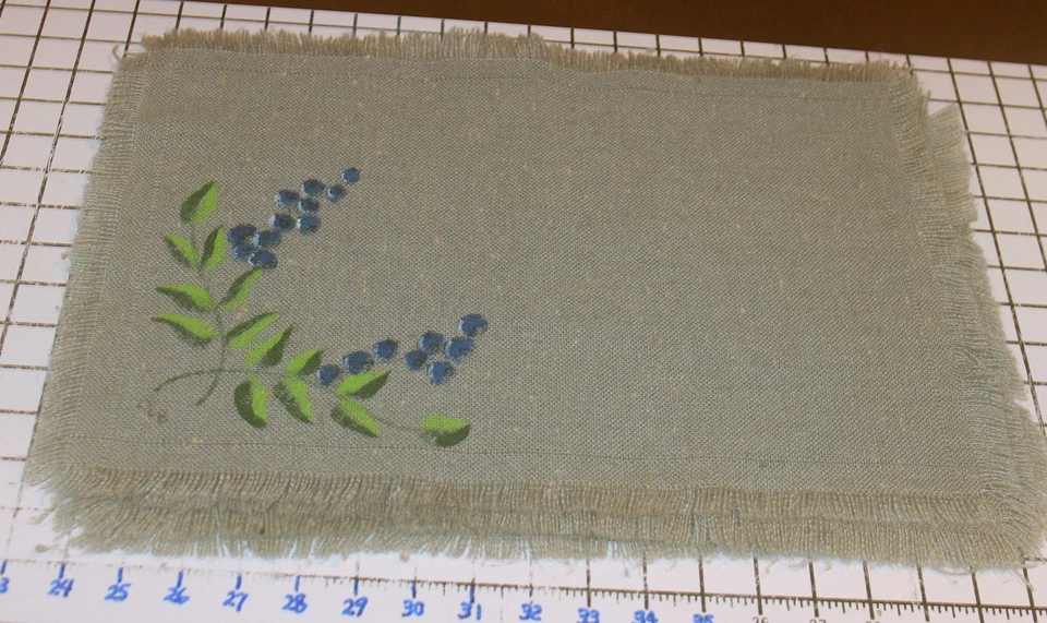 Set of 4 blueberry placemats hand painted vintage