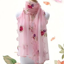 Lace Scarf Women Lightweight Hijab Elegant 2024 Print Silk Floral Shawl Wraps He