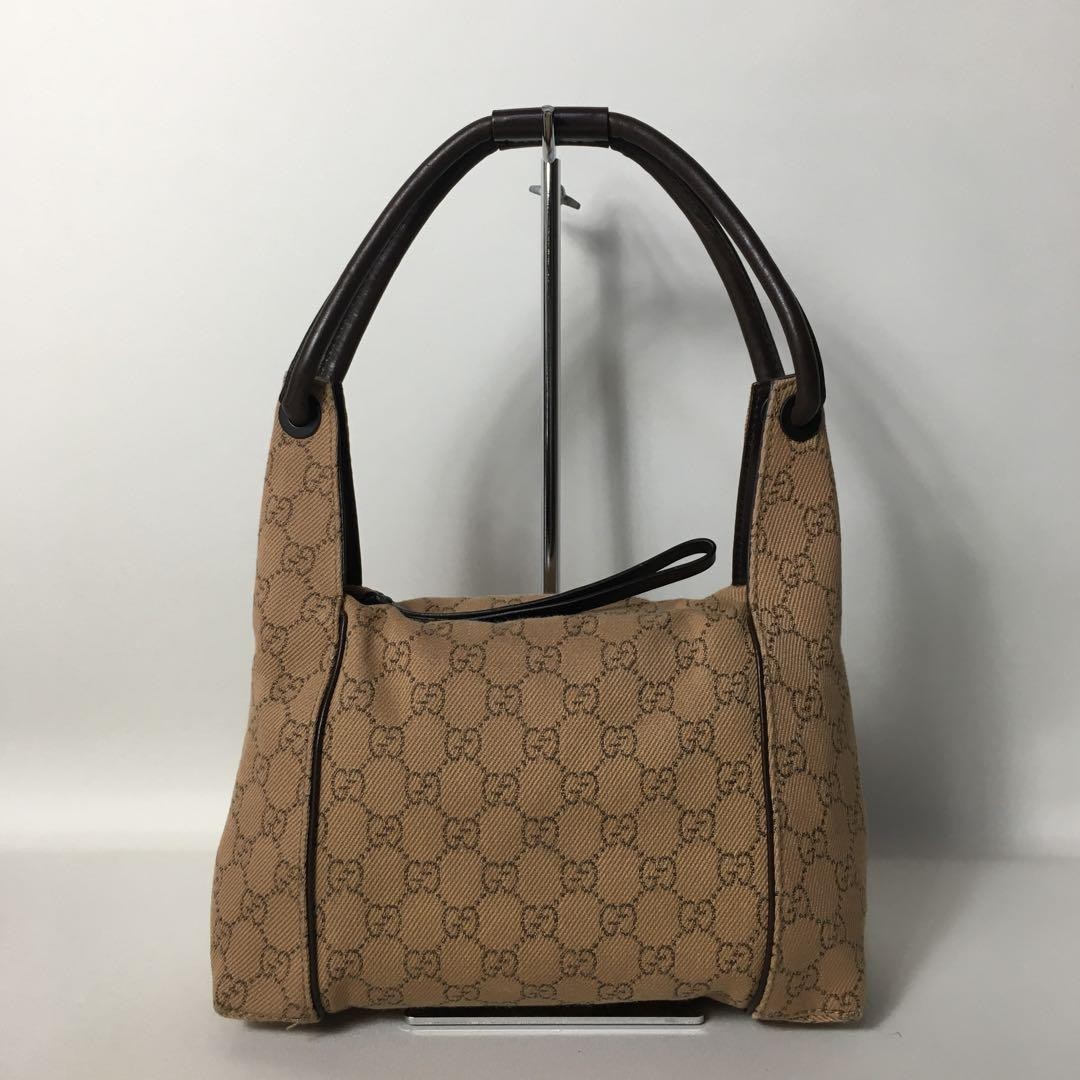 Gucci GG Canvas Handbag Dark Brown Preowned Excellent Condition