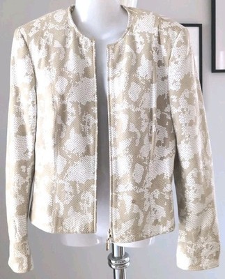  ESCADA Lederblouson Jacke Blazer Gr. 40 L  Weiß Beige kurz Nappaleder wie neu