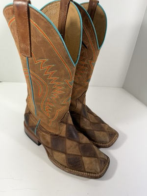#ad Horse Power Crazy Train Boots Men 7 EE Wide Patchwork Western Square Toe HP1053 $89.95