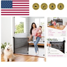 Retractable Baby Gate 33" Tall x 71 Wide, Mesh, for Stairs, Doorways, Dogs, ...