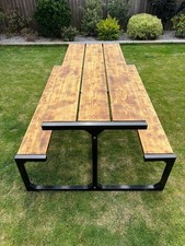 Metal Frame Picnic Bench Garden Furniture Dining Table