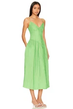 Revolve  Rhode Sophie Linen Midi Dress Green Lemon Sz 8 $445 msrp