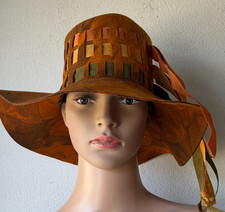 Hippie 60-70's LUV 100 Wool Tazzled Burnt Orange Fedora Hat, Henry Pollar