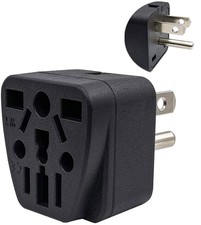 US Travel Plug Adapter Eu/Uk/Au/In/Cn/Jp/Asia/Italy/Brazil to USA Type B , 3 Pr