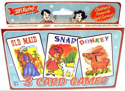 Retro Kartenspiele Spielkarten Old Maid Snap Donkey 3 Kartenspiel für alle.