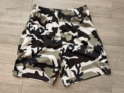 Men's Stussy Basic Mesh Shorts 112335 Snow Camo Size L Large New