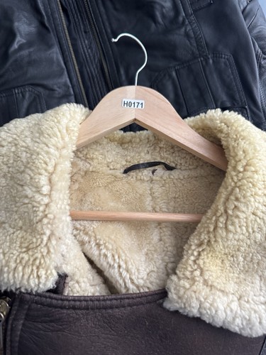 Giacca Bomber Vintage B-3 Aviator Pelle di Pecora Marrone Shearling Volo 52" - Foto 11 di 11